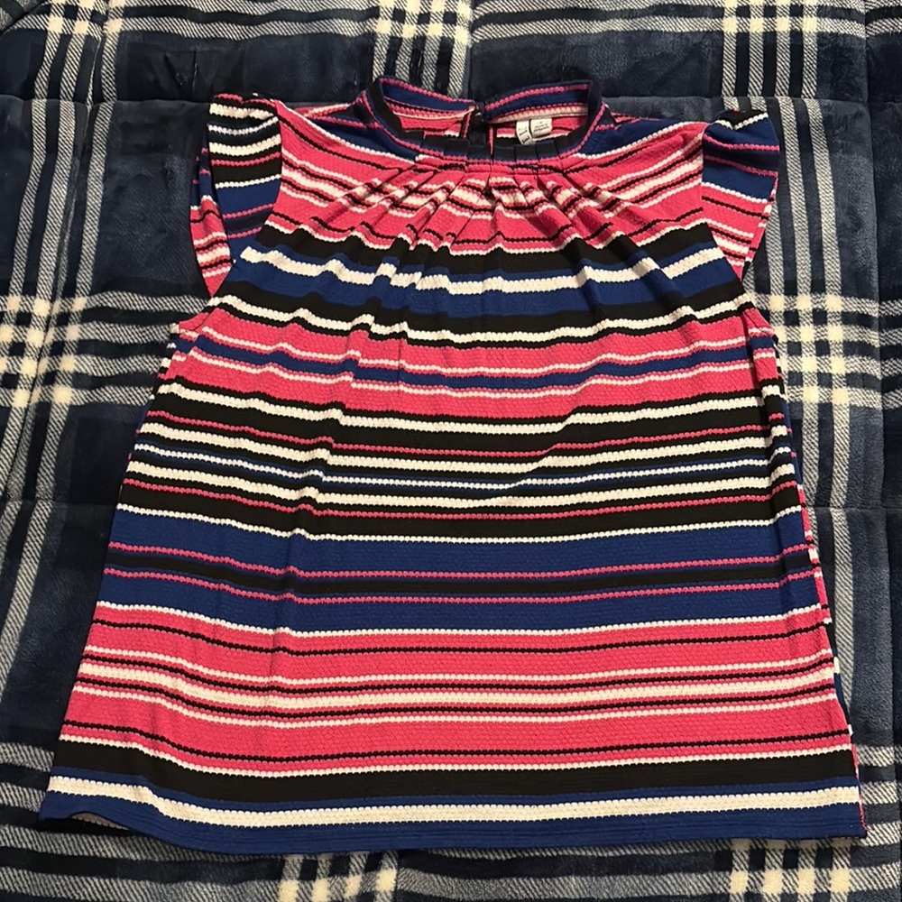 Elle Women Striped Pink and Blue Top (size M)